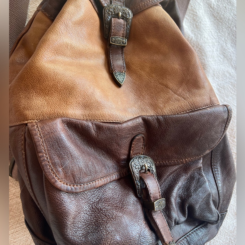 Free People Brown and Tan Leather Backpack - Picture 5 of 9